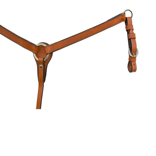 1" Pony straight breast collar golden leather with beige stitching.