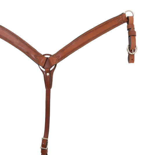 1" Pony breast collar toast leather outline tooling with brown stitching.