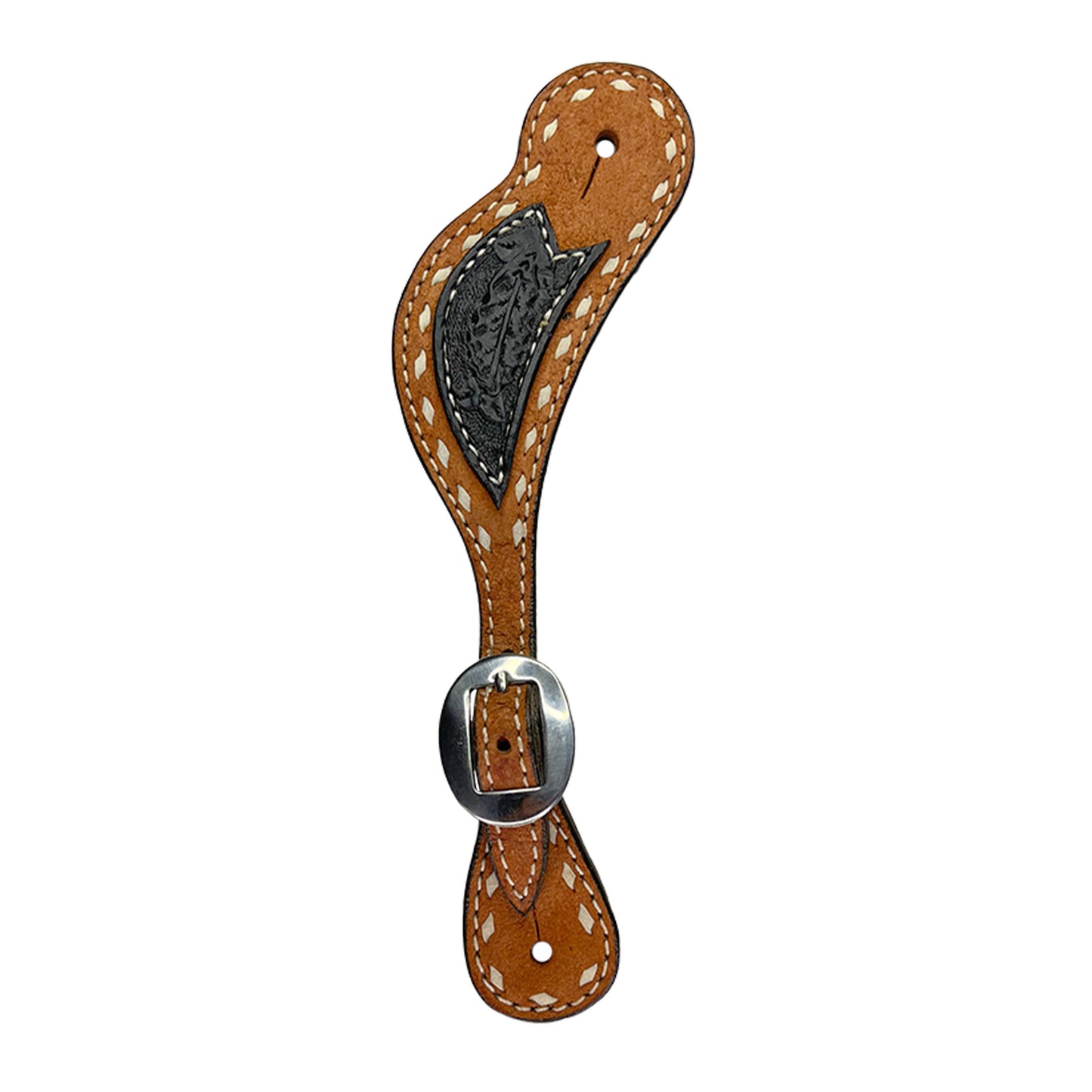 380-AOA Men's spur straps rough out toast leather with patch and buckstitch