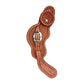 Men's spur straps golden leather basket tooled with button.