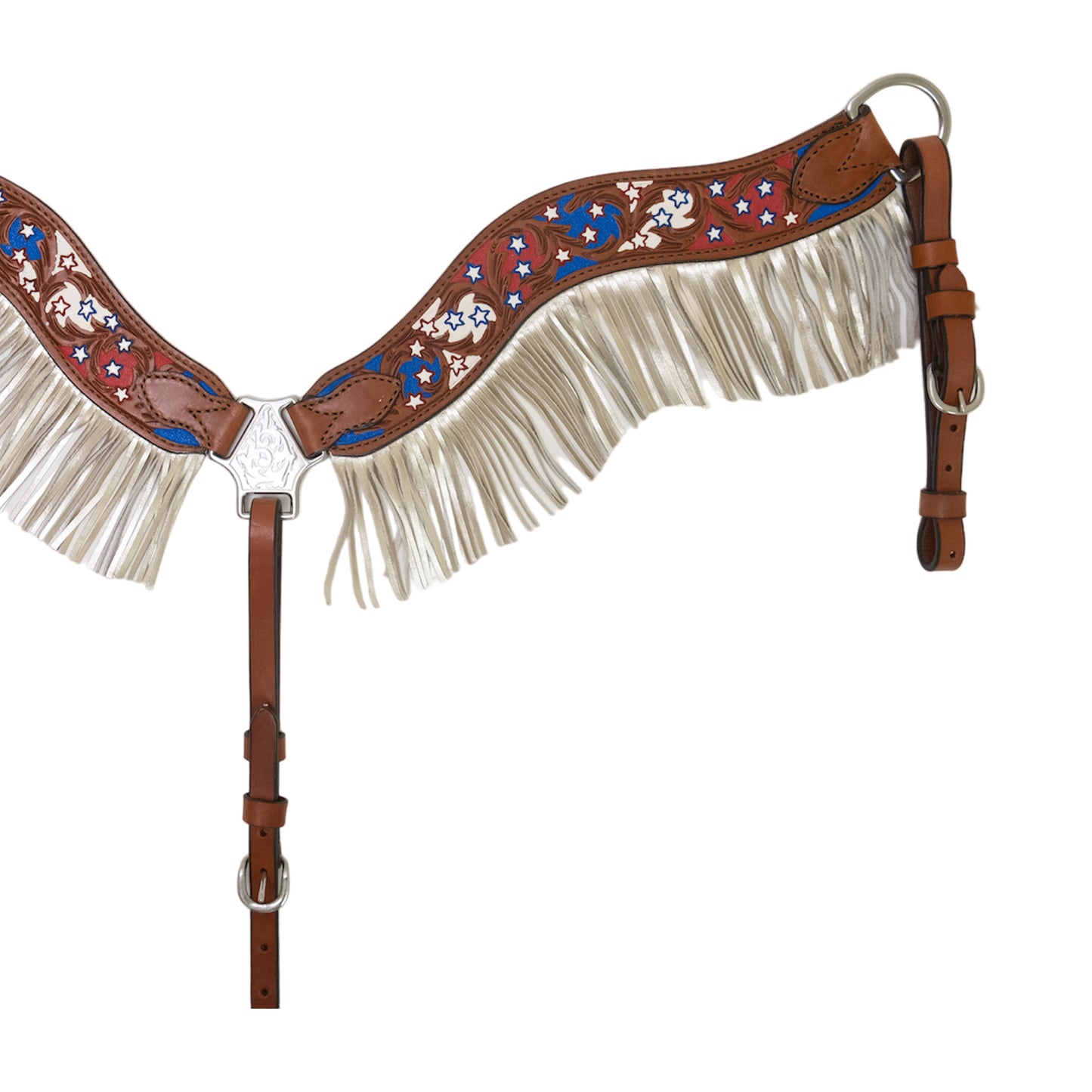 2-1/2" Wave breast collar toast leather combo AA/star tooling with multicolored background paint.