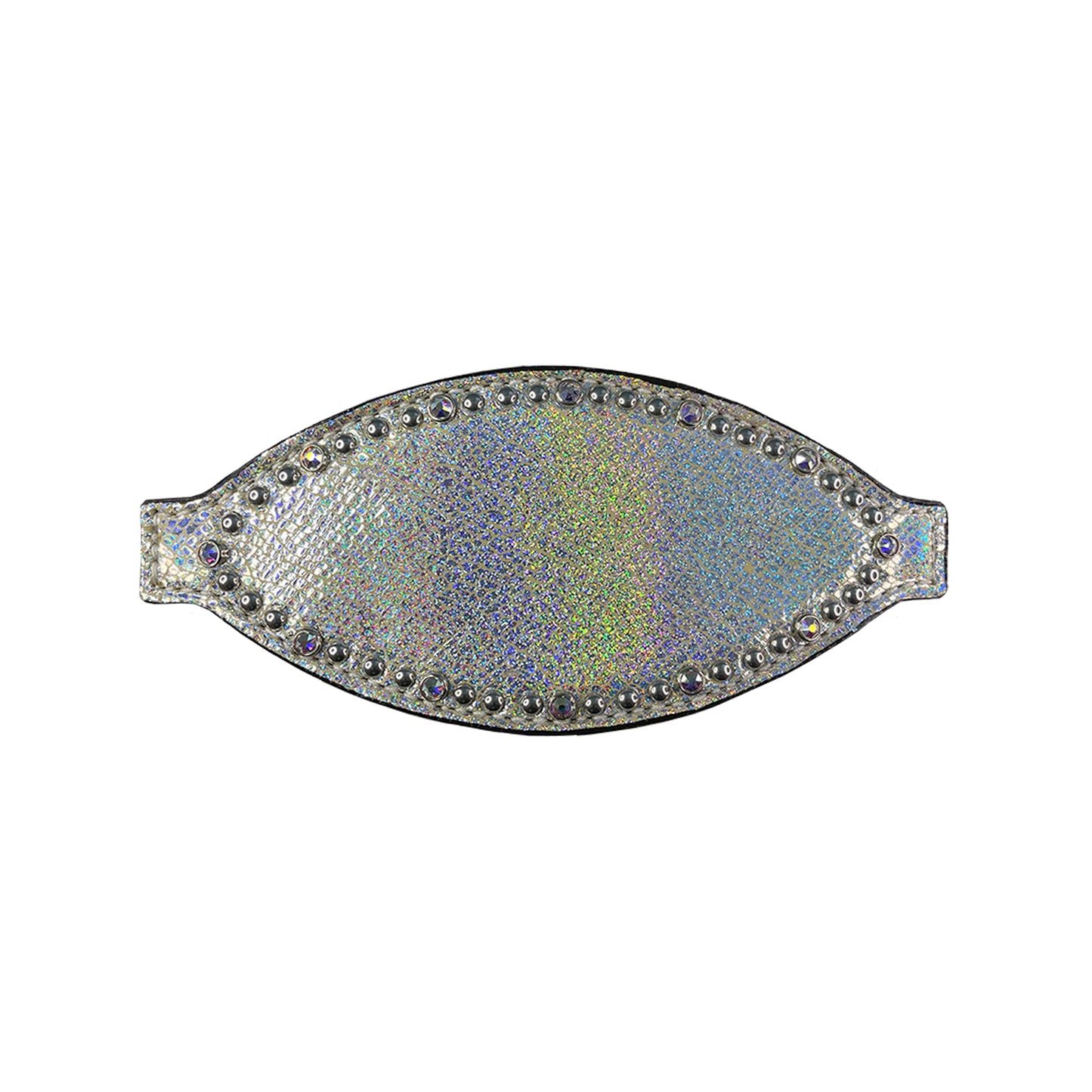 Bronc nose chocolate leather holographic overlay with Swarovski crystals and SS spots.