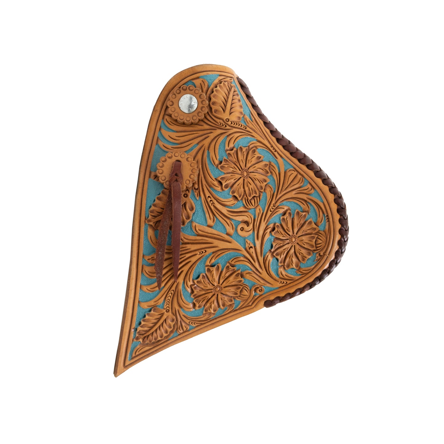 1-1/2" Tapedero bell stirrups floral tooling with background paint