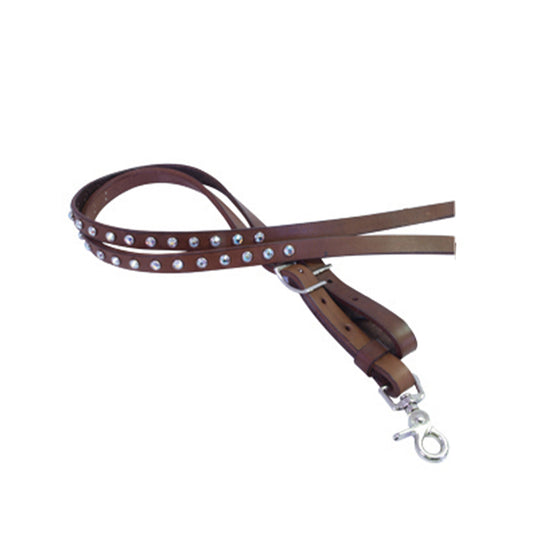 5/8" Roping rein chocolate leather with Swarovski crystals.