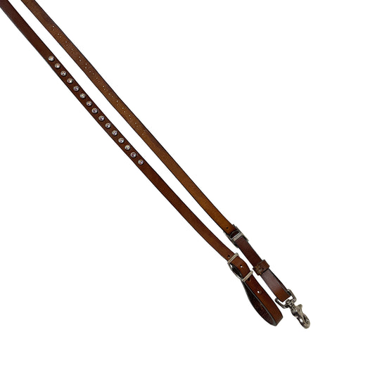 5/8" Roping reins toast leather with Swarovski crystals and snap.