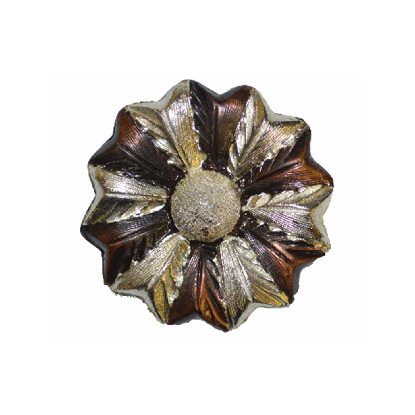 C5 Flower copper and silver concho with clear crystals in center (set of 4).