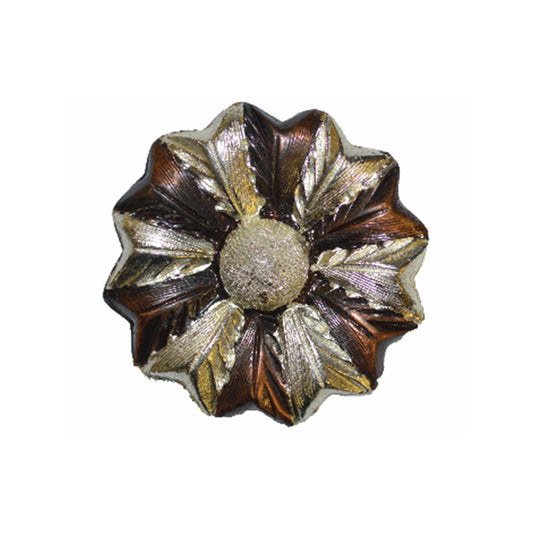 C5 Flower copper and silver concho with clear crystals in center (set of 4).