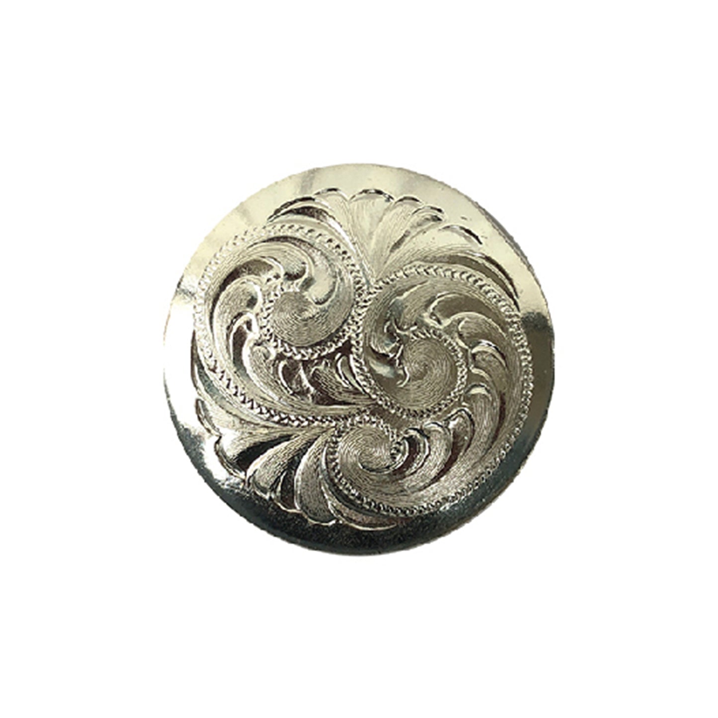 1/2" Silver concho with floral swirl (set of 4).
