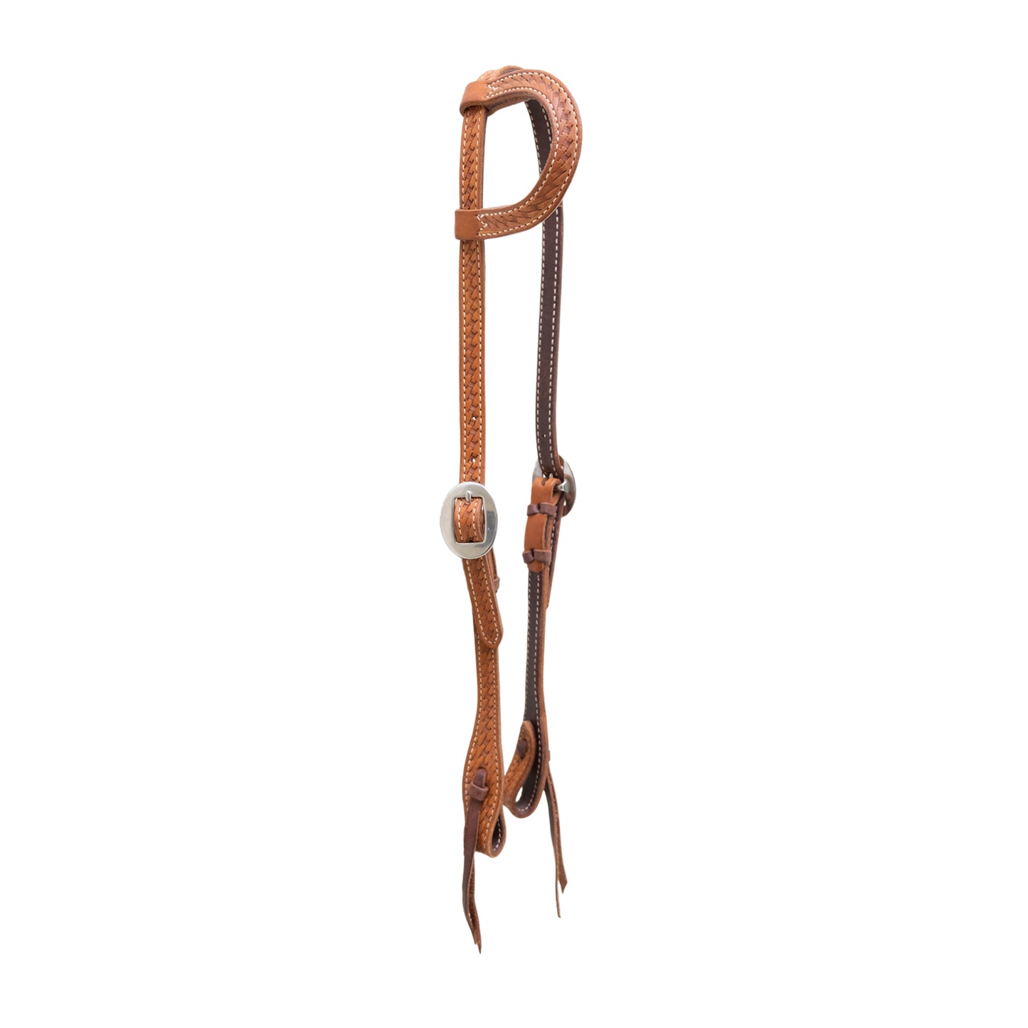 E-2070-K Elite flat one ear headstall golden leather basket tooled