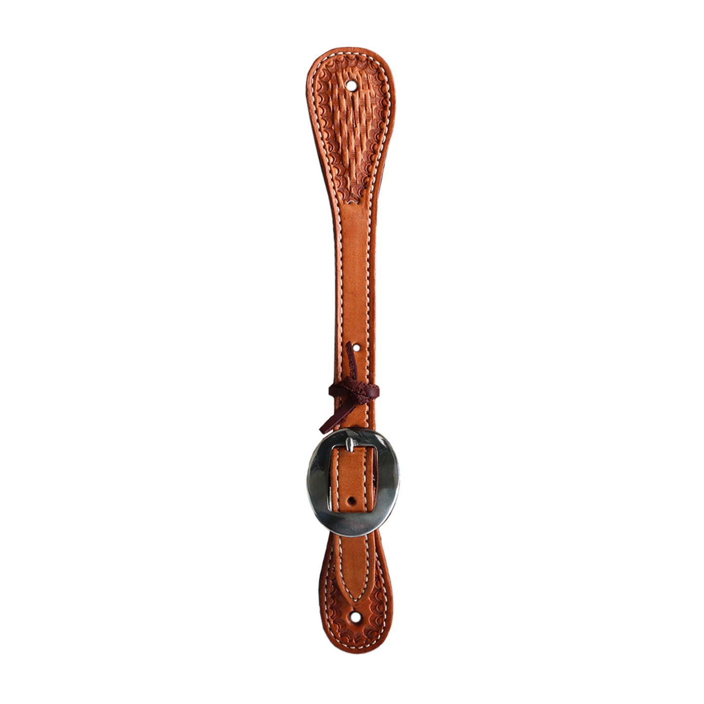 Elite men's spur straps golden leather basket tooled.