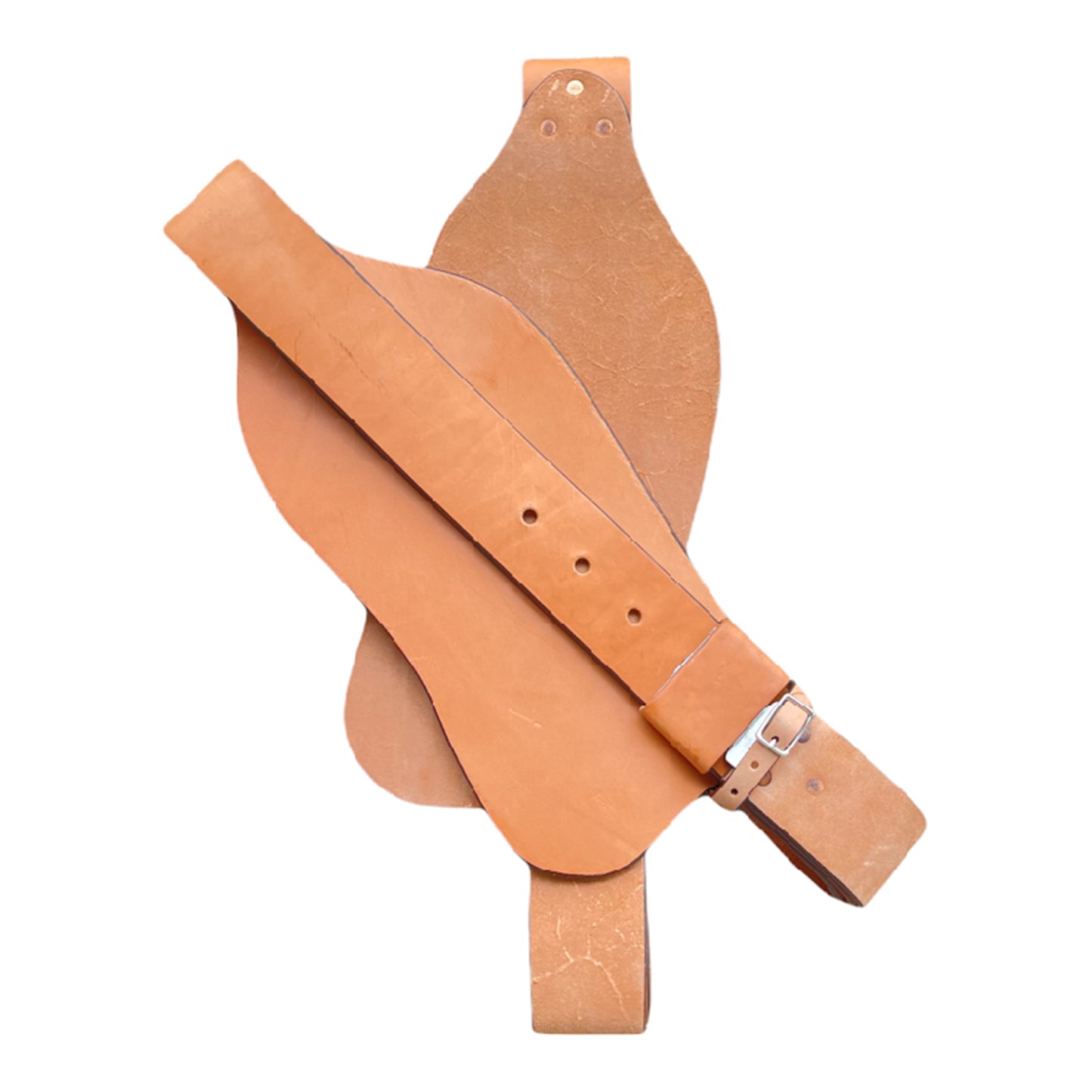 8" x 18-1/2" Large roper fenders buffed rough out golden leather with full stirrup leathers and 3" quick change.