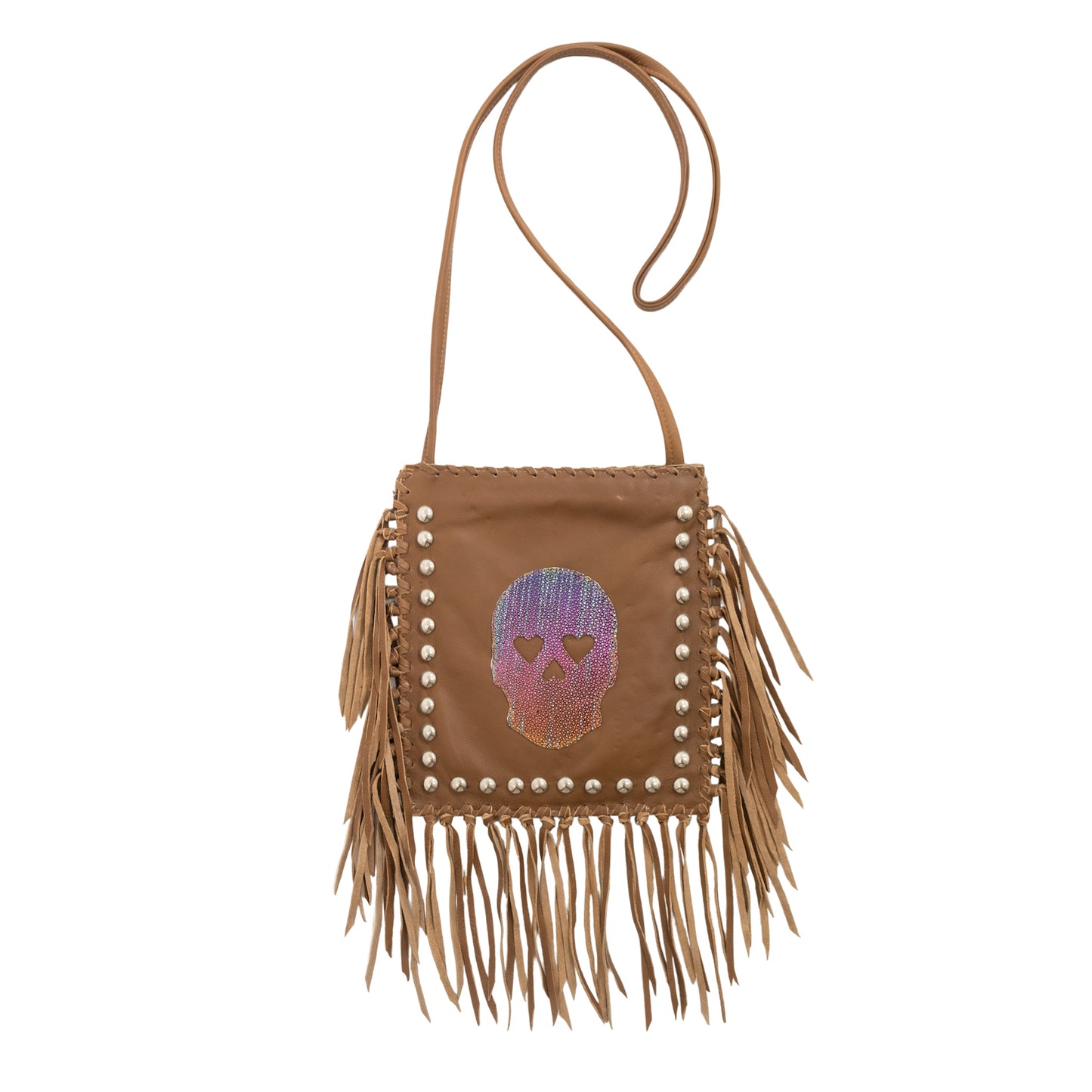 Handbag chap suede with patch and spots