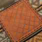 Drawstring bag toast rough out toast leather quilt tooling with buckstitch