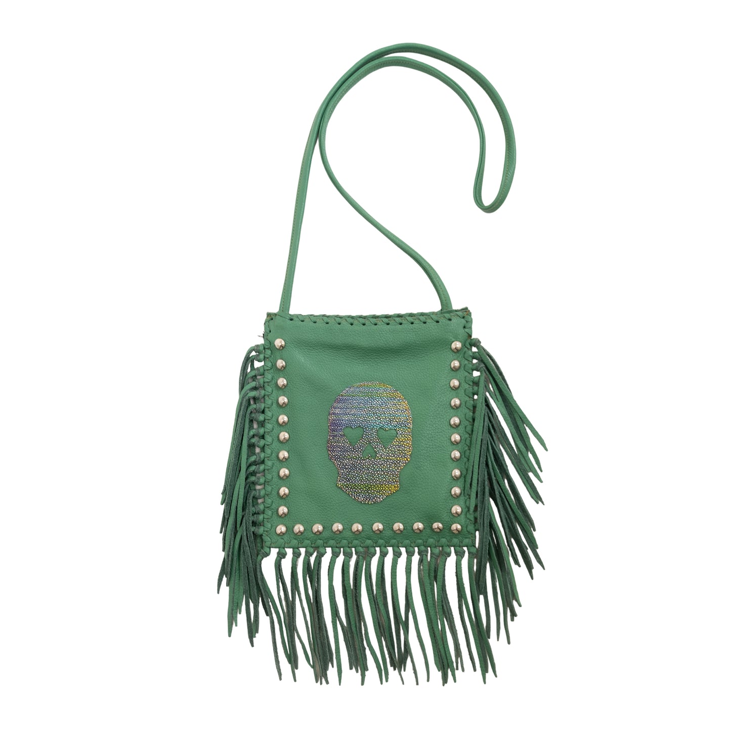 Handbag chap suede with patch and spots