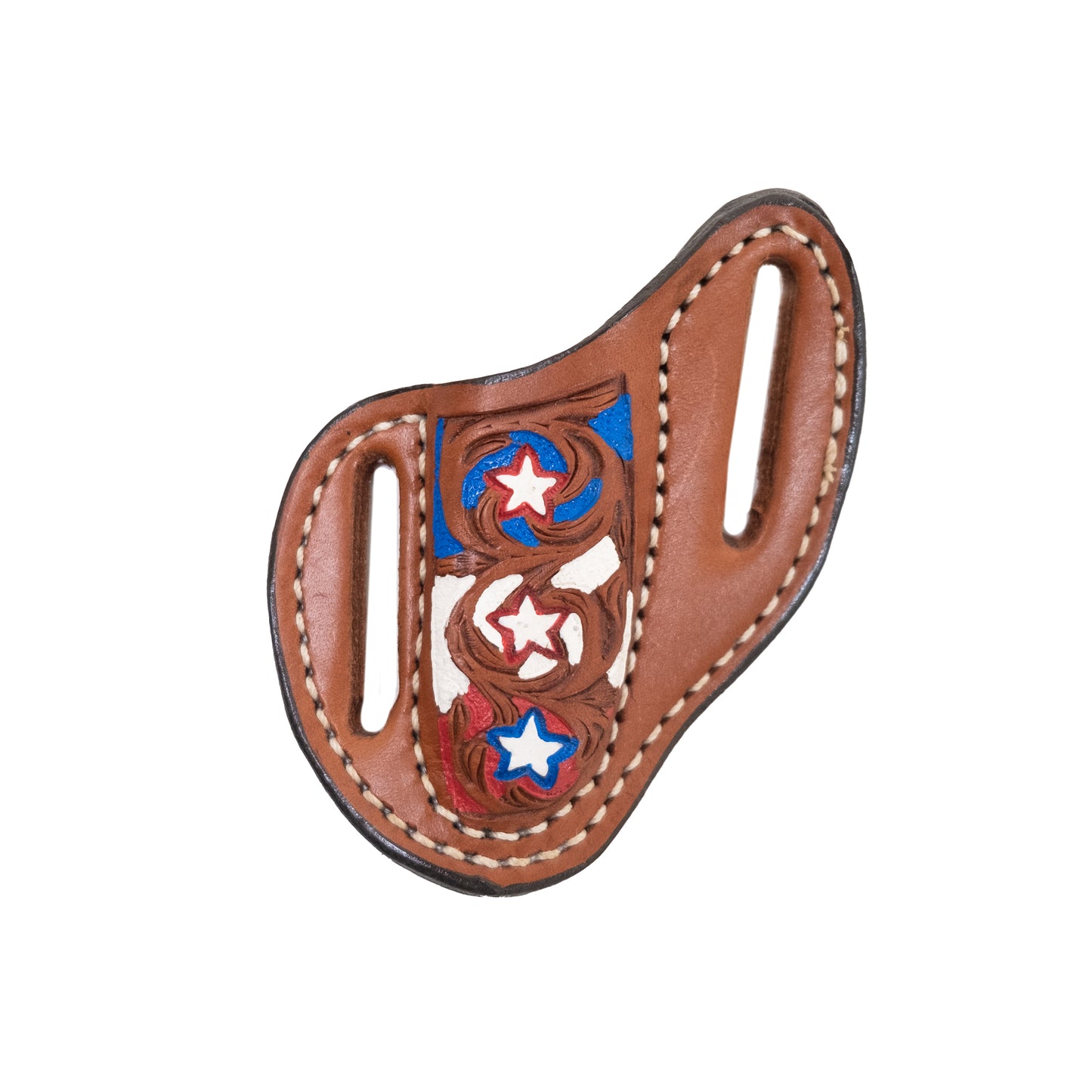 Pancake knife sheath toast leather combo AA/star tooling with background paint