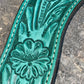 3017-QSG 2-1/2" Wave breast collar rough out turquoise and golden leather floral tooled