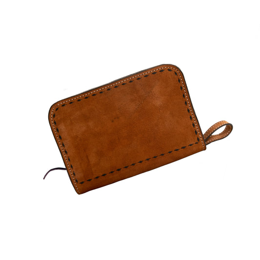 Shaving kit rough out toast leather with black lace buckstitch