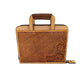 Cowboy Briefcase golden and chocolate leather waffle and oak leaf tooling