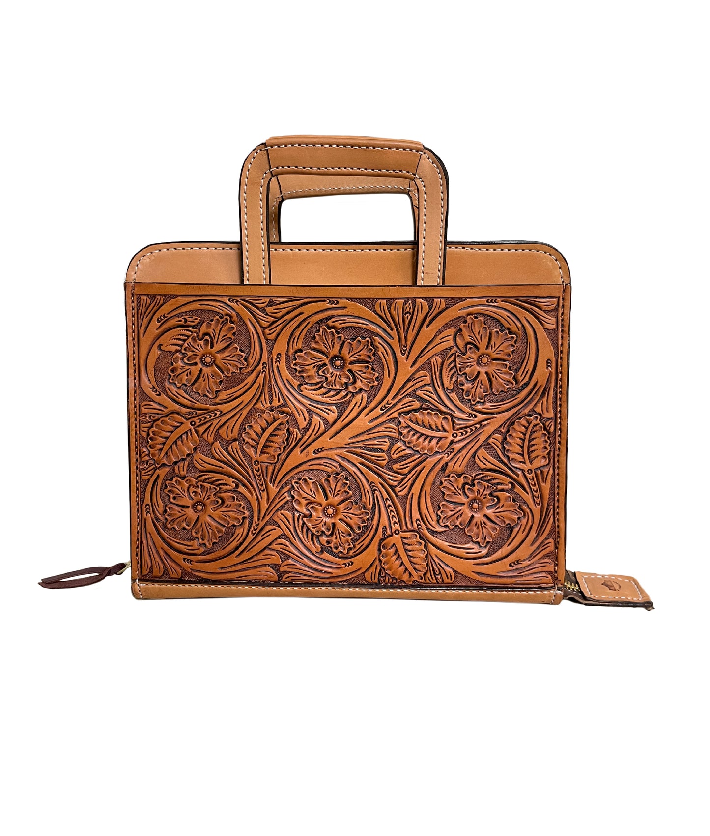 Cowboy Briefcase golden wild rose tooling with an antique finish