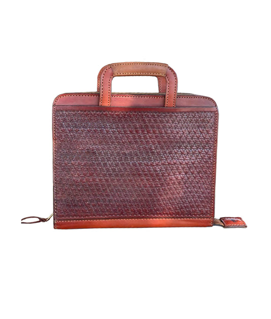 Cowboy Briefcase toast leather snowflake tooling