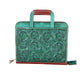Cowboy Briefcase turquoise and toast leather floral tooling with background paint