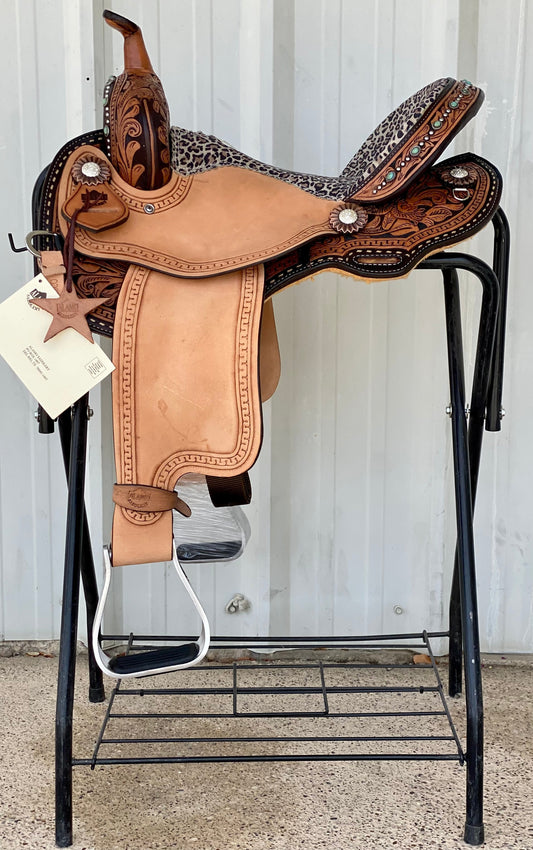15" Cheetah Alamo Air Barrel Saddle
