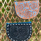 Baby Blue leather tooled keychains Coin bag