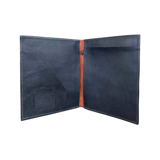 Large portfolio black and toast leather basket and wild rose tooling