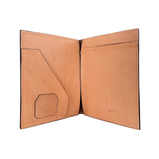 Large portfolio golden leather daisy tooling