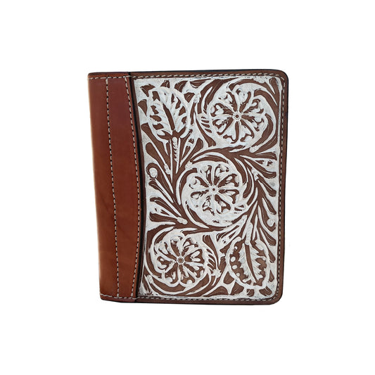 Mini portfolio rough out chocolate leather IRO tooling