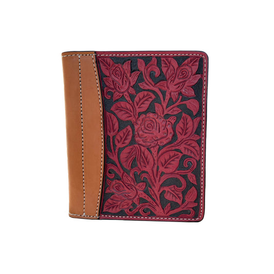 Mini portfolio dirty pink leather rose tooling background paint