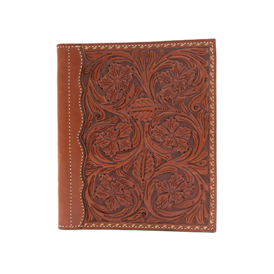 Large portfolio toast leather wild rose tooling with buckstitch