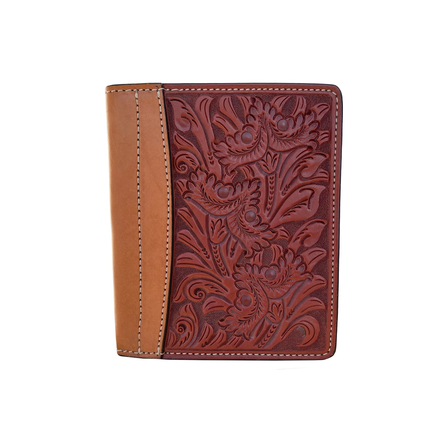 Mini portfolio toast and golden leather colonial tooling