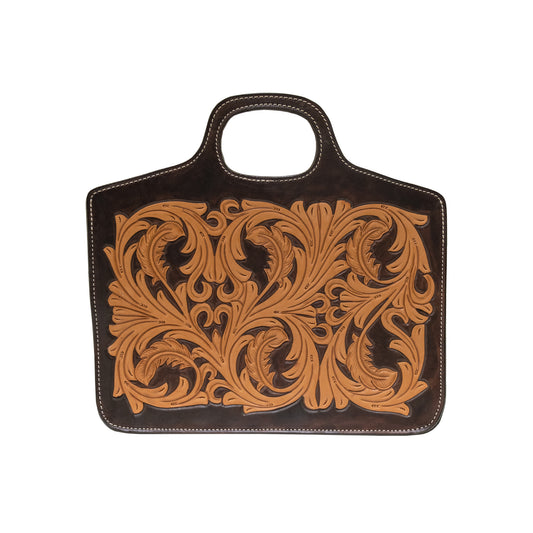 Traveling Cowboy golden leather cowboy feather tooling with paint to the edge