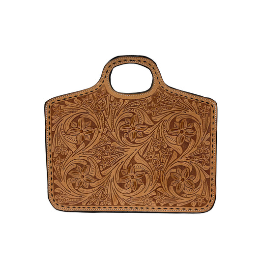 Traveling Cowboy golden leather 07 tooling with chocolate buckstitch.