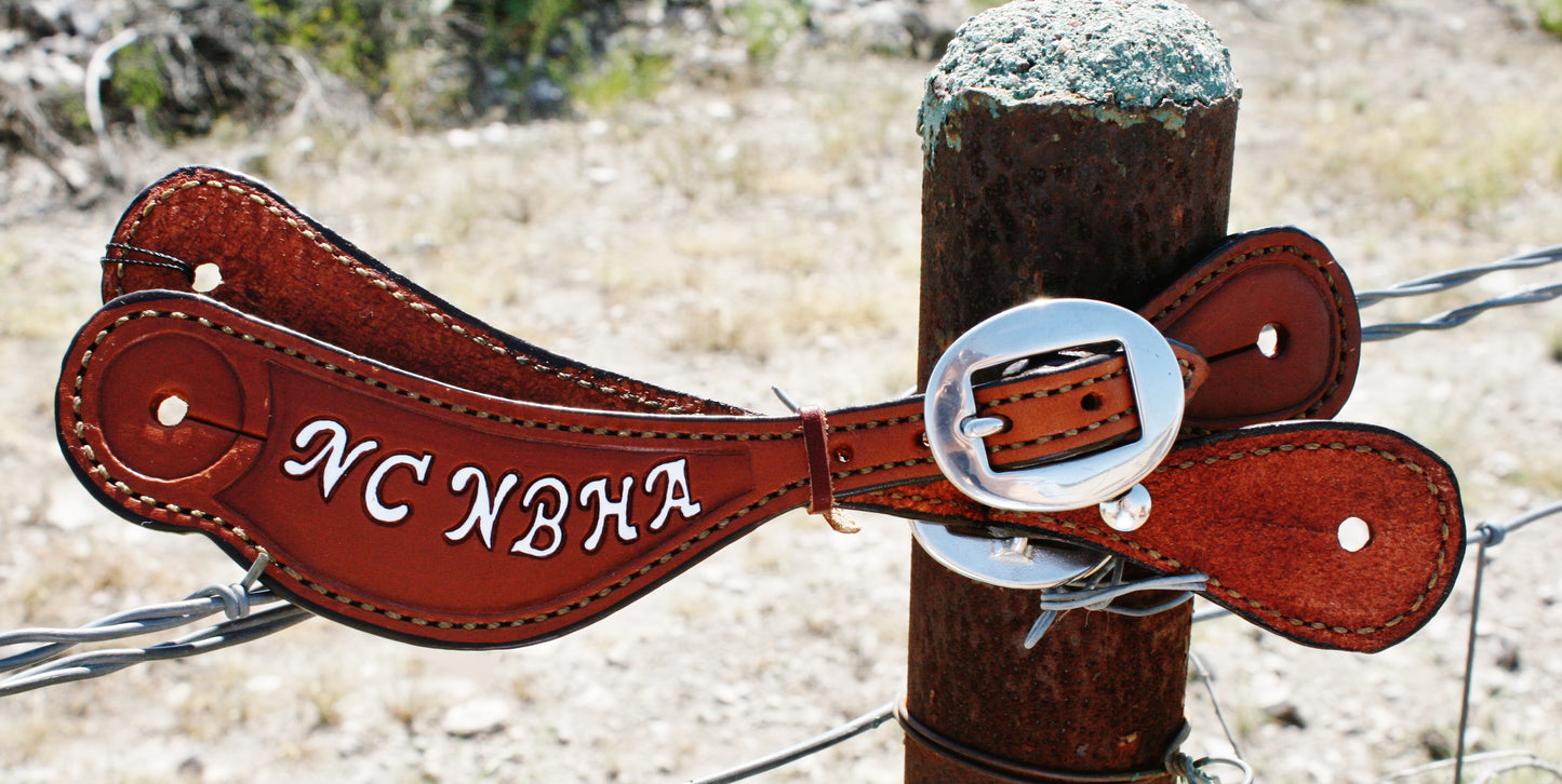 Rodeo Award | Spur Straps w/ border & lettering (12 letters)