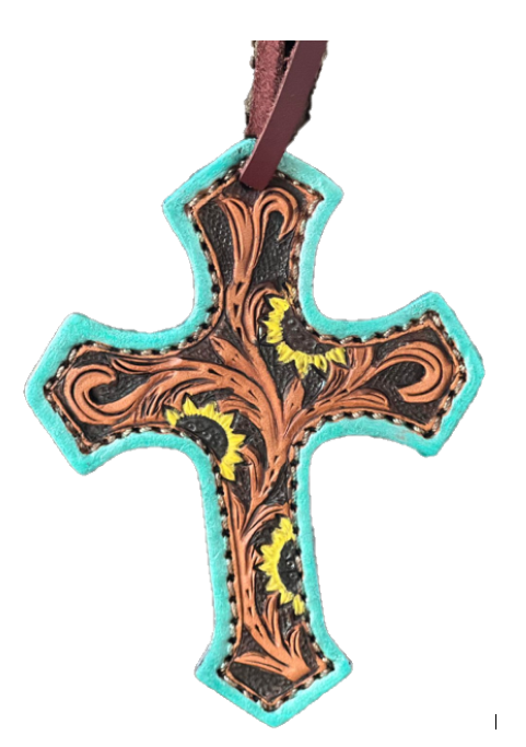 108- Turquoise Sunflower Cross