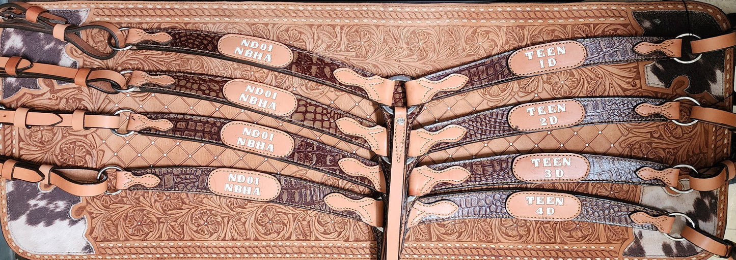 Rodeo Award | 1.75" Contoured Breastcollar w/ Brown gator print w/ patch & lettering (14)