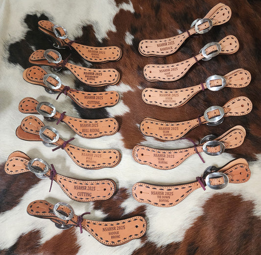 Rodeo Award | Spur Straps w/ Buckstitch & laser engraving