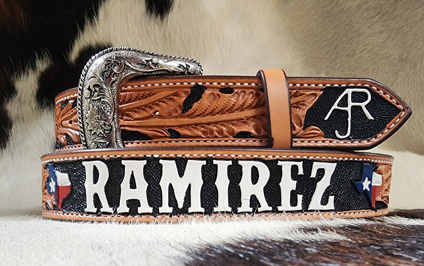 1.5" Straight Texan Belt with Lettering on the back