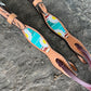 2074-SERAPE DAISY 5/8" Wave one ear headstall golden leather floral tooled with background paint