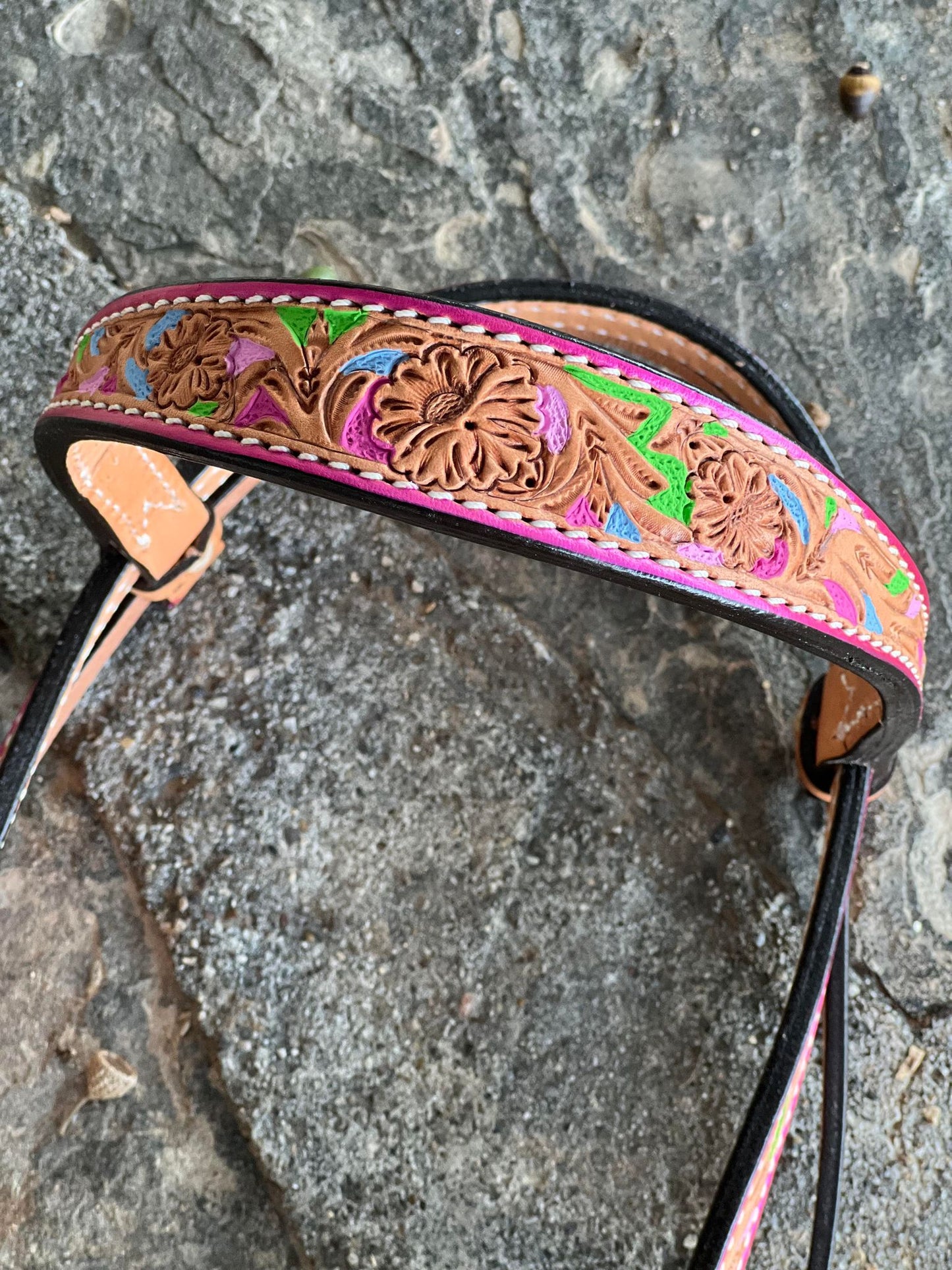 2800-Confetti 1-1/2" Contour browband headstall