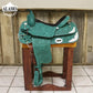 Full Turquoise Floral Tooled Show Saddle