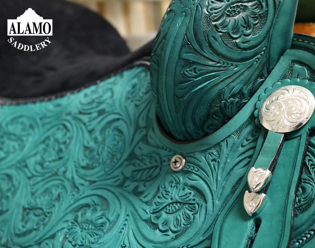 Full Turquoise Floral Tooled Show Saddle