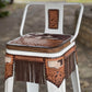 (STOCK!) SET OF 2 30" WHITE SWIVEL  BAR STOOLS WITH COW SUEDE & FRINGE INLAY