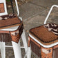 (STOCK!) SET OF 2 30" WHITE SWIVEL  BAR STOOLS WITH COW SUEDE & FRINGE INLAY