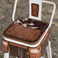 (PRE-ORDER) COW SUEDE INLAY & FRINGE Bar Stools w/ Short Back