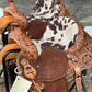 14" El pinto (Two-toned leather w/ Cheyanne roll) Barrel Saddle