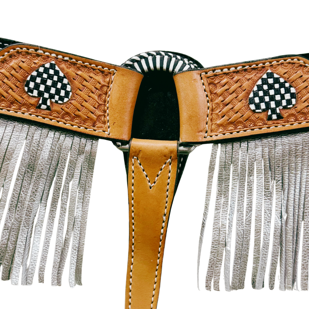 3F12- 2" Black Cowboy Stitch w/ Fringe