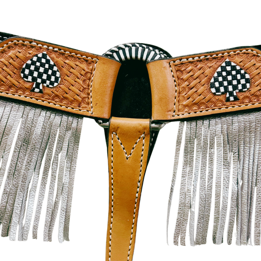 3F12- 2" Black Cowboy Stitch w/ Fringe